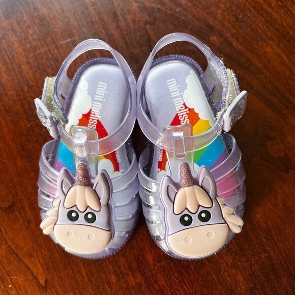 Mini Melissa Possession Unicorn‎ Purple Sandals- Size 5